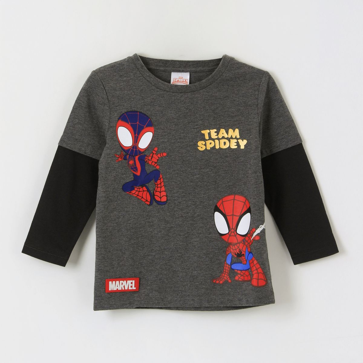 MARVEL - Polera Doble Manga Niño Team Spidey Gris Marvel