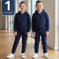 UTILISIMO - Conjunto Escolar Buzo Pantalón Y Polerón 100% Algodón Unisex Niños Azul 3 a 16 años