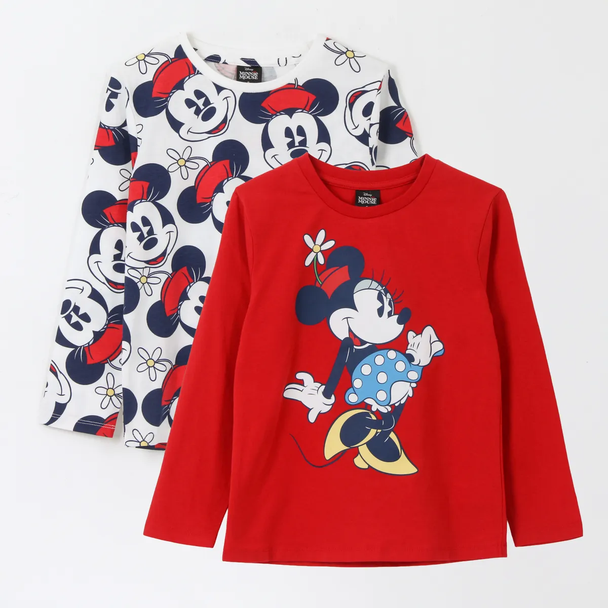 DISNEY - Bipack Polera Manga Larga Niña Full Print Minnie Rojo Disney