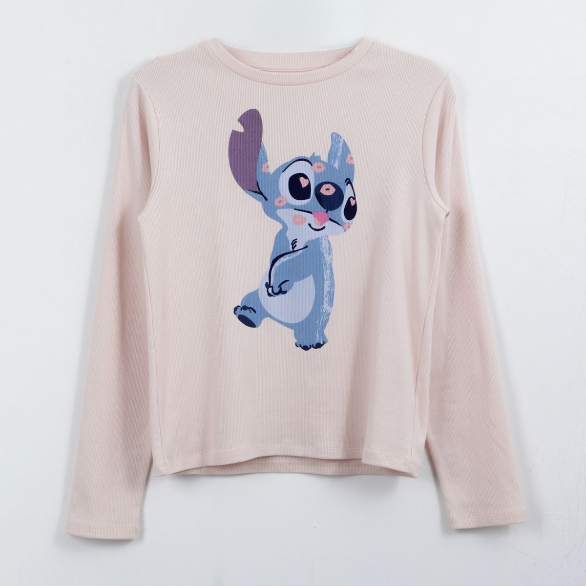 DISNEY - Polera Manga Larga Niña Kisses Lilo & Stitch Rosado Disney