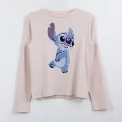 DISNEY - Polera Manga Larga Niña Kisses Lilo & Stitch Rosado