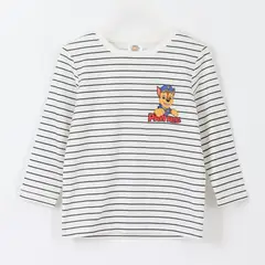 PAW PATROL - Polera Manga Larga Niño Rayas Chase Blanco