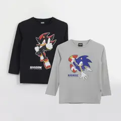 SONIC - Bipack Polera Manga Larga Niño Shadow & Negro