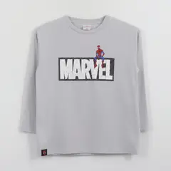 MARVEL - Polera Manga Larga Niño Back Print Spiderman Blanco