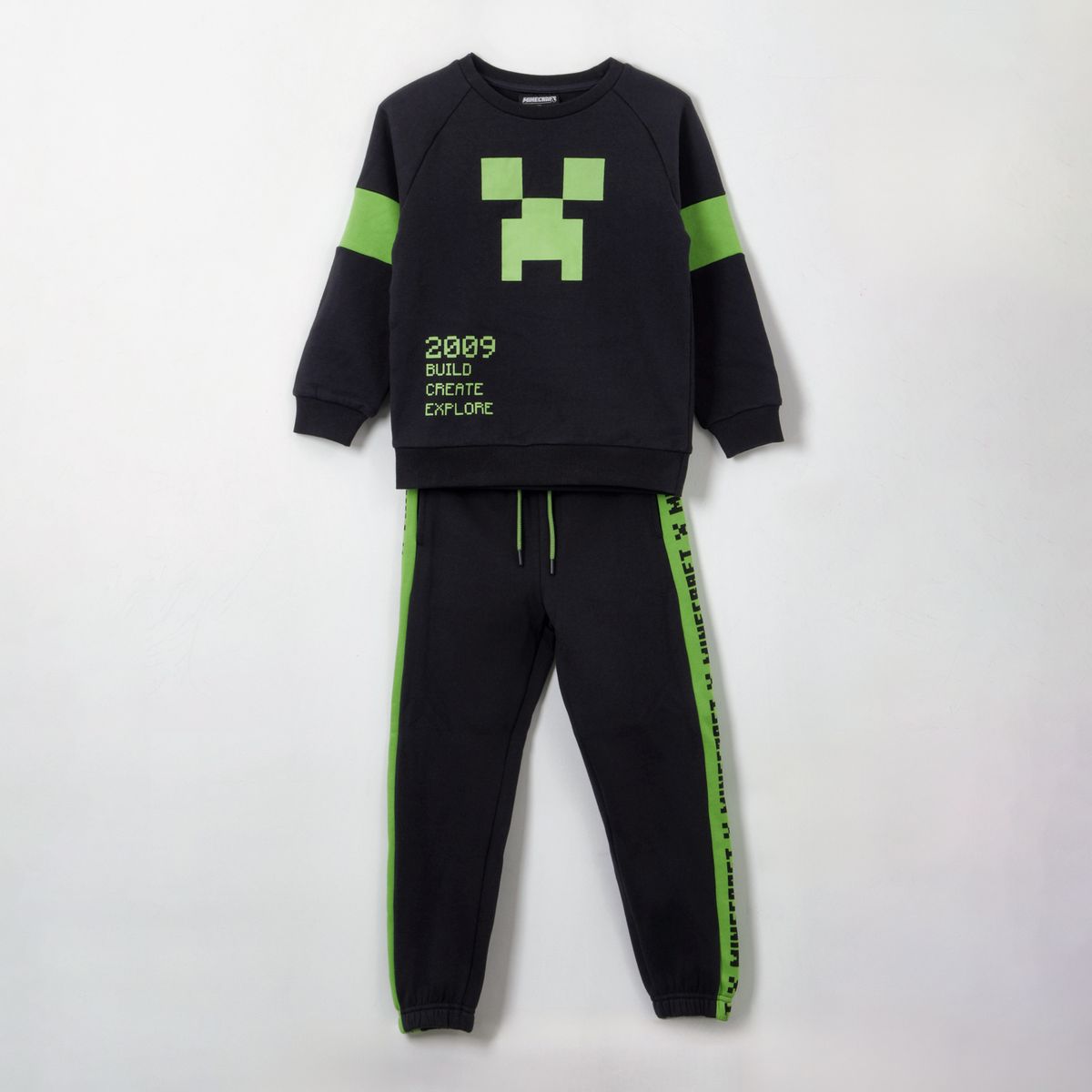 MINECRAFT - Conjunto Buzo Niño Creeper Face Negro Minecraft