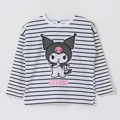 HELLO KITTY - Polera Manga Larga Niña Rayas Kuromi Blanco