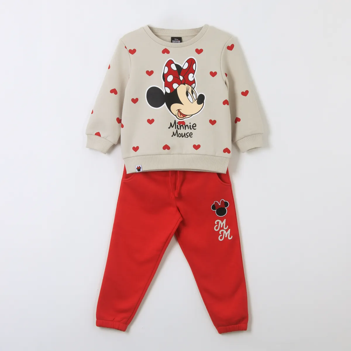 DISNEY - Conjunto Buzo Niña Print Corazones Minnie Beige Disney