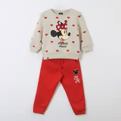 DISNEY - Conjunto Buzo Niña Print Corazones Minnie Beige