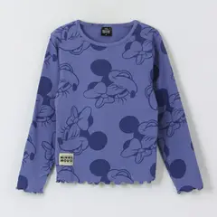 DISNEY - Polera Manga Larga Niña Rib Print Minnie Mouse Azul