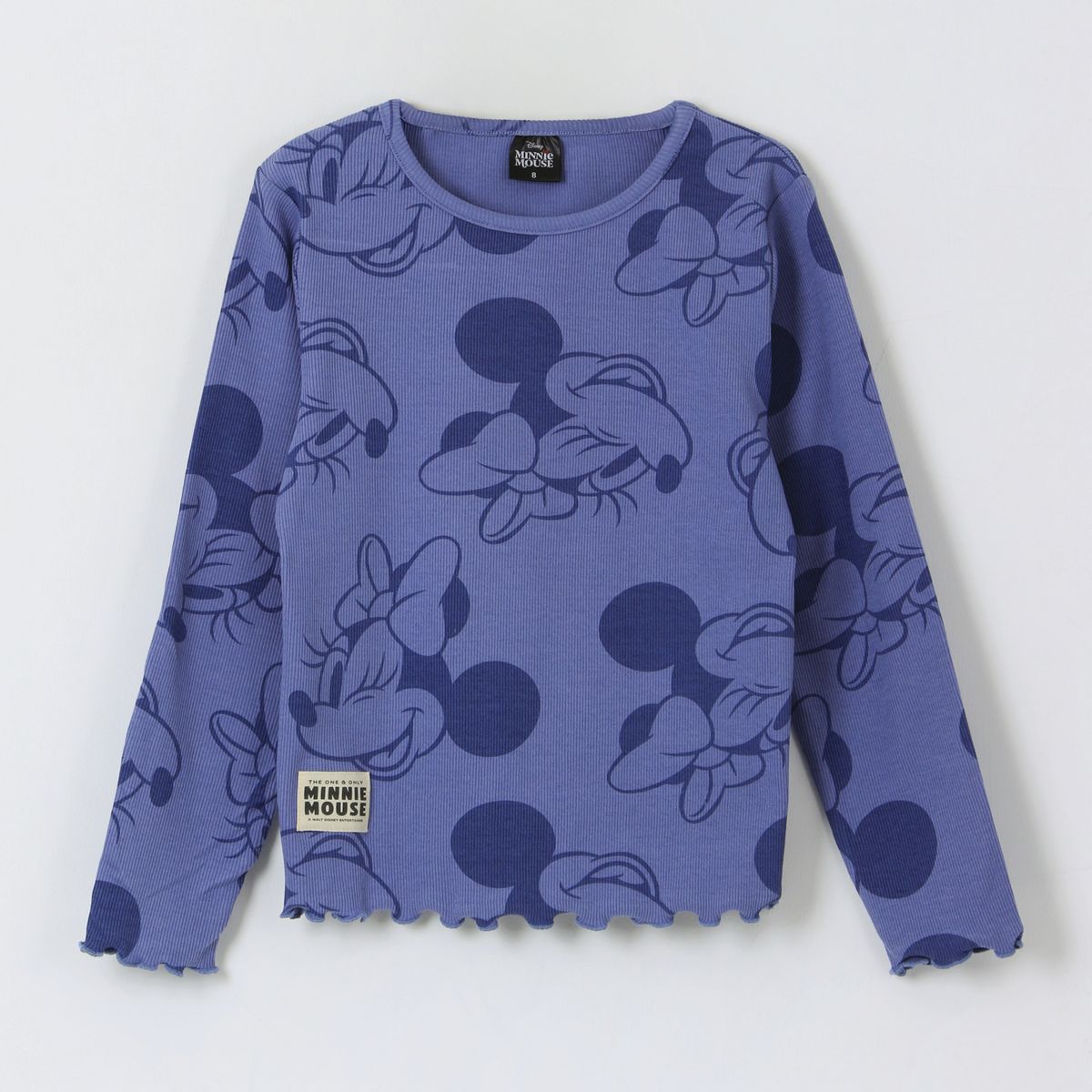 DISNEY - Polera Manga Larga Niña Rib Print Minnie Mouse Azul Disney