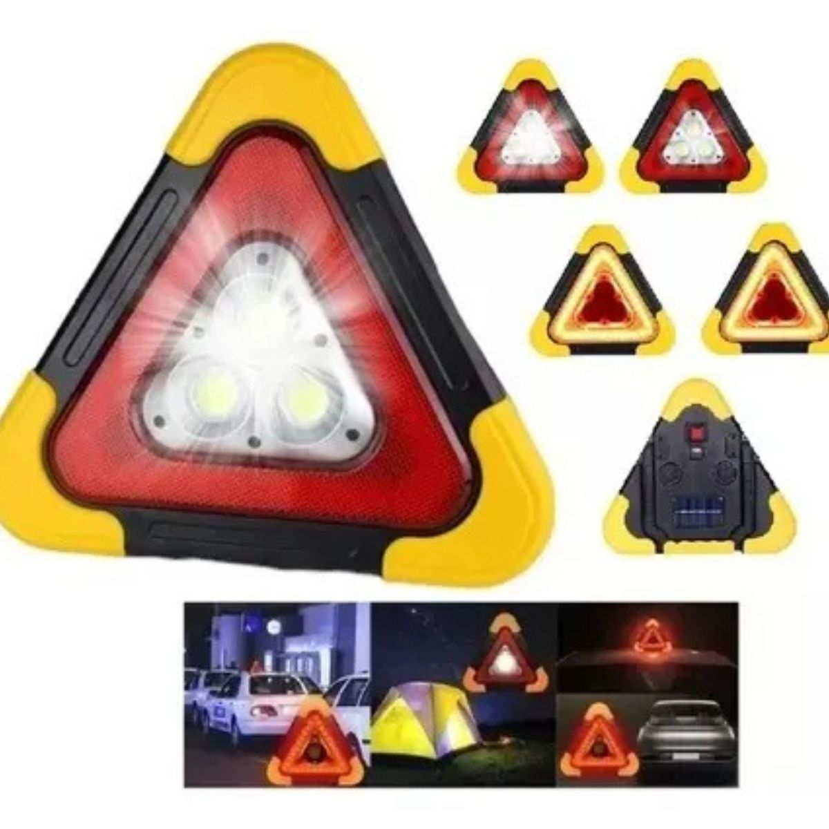 MOVI - TRIANGULO DE EMERGENCIA LED RECARGABLE SOLAR Y USB CON LINTERNA