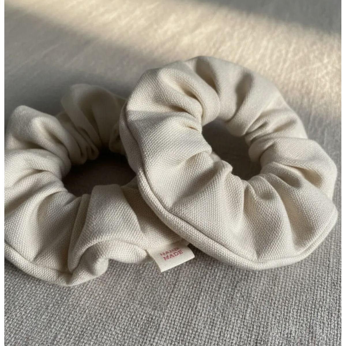 HAOKIDS - Scrunchies de lona 2 coletas beige para cabello niña o mujer confección nacional 40% algodón
