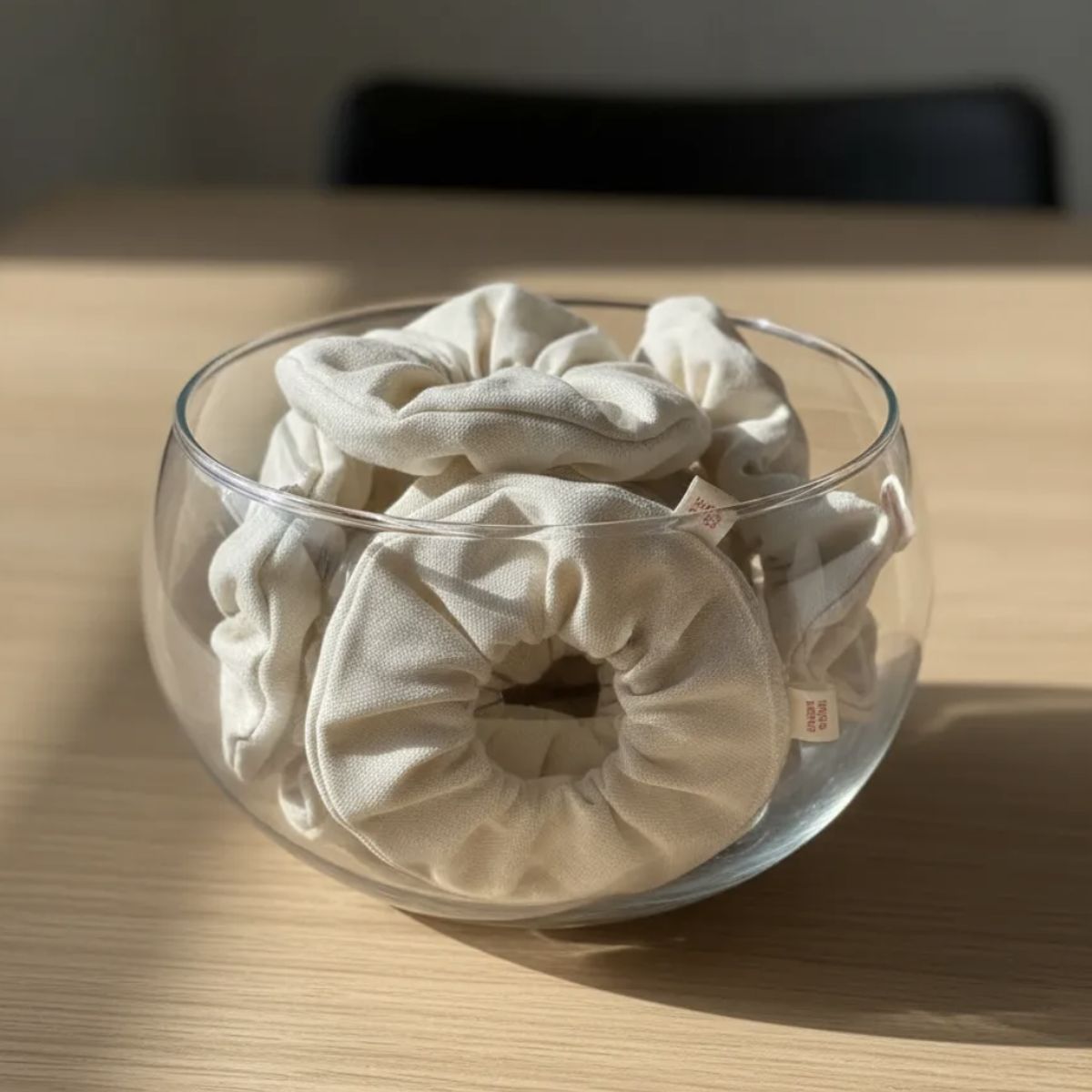 HAOKIDS - Scrunchies de lona 2 coletas beige para cabello niña o mujer confección nacional 40% algodón