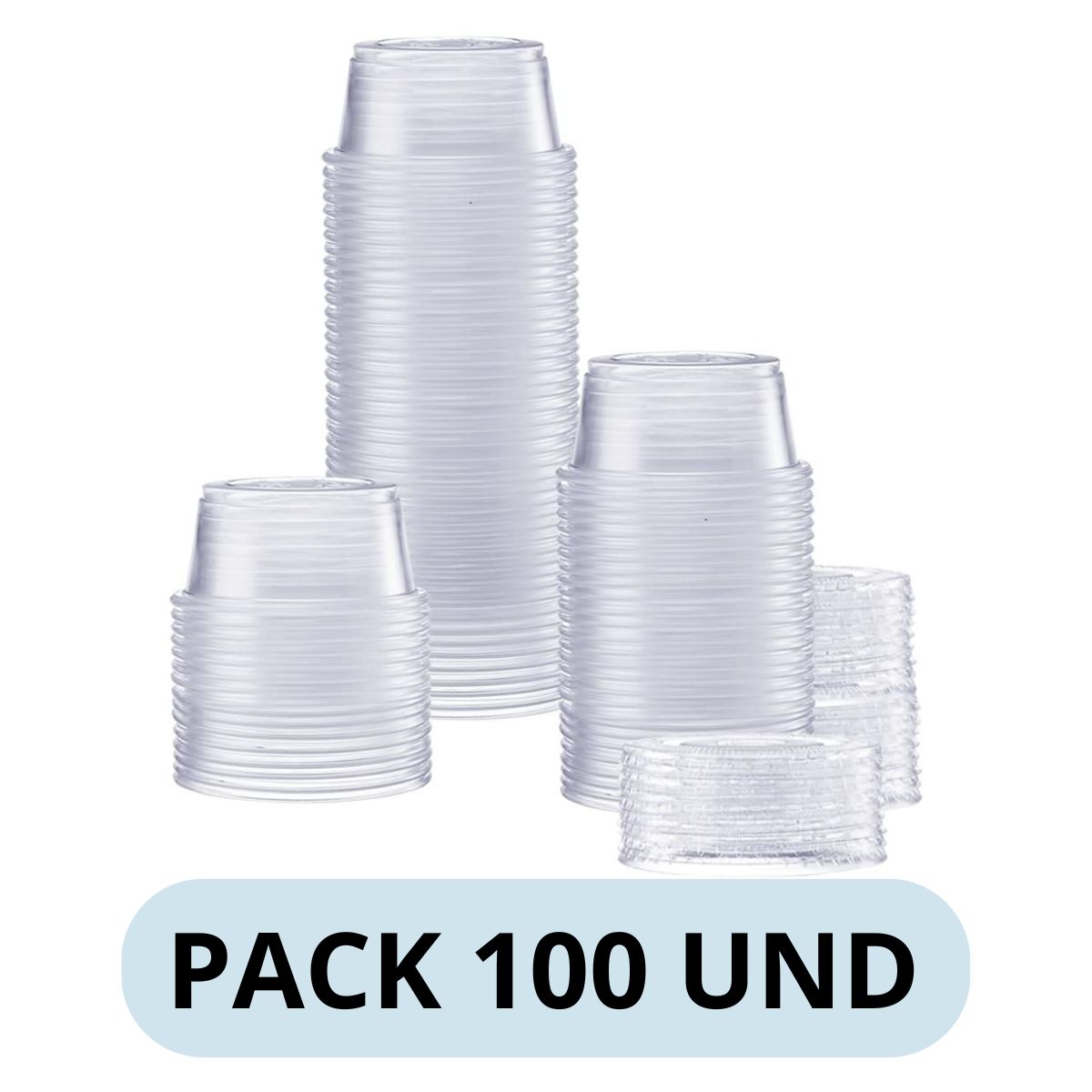 GENERICO - Pocillo Salsero Antiderrame con Tapa 2oz Pack 100 Und Degustador Recipiente
