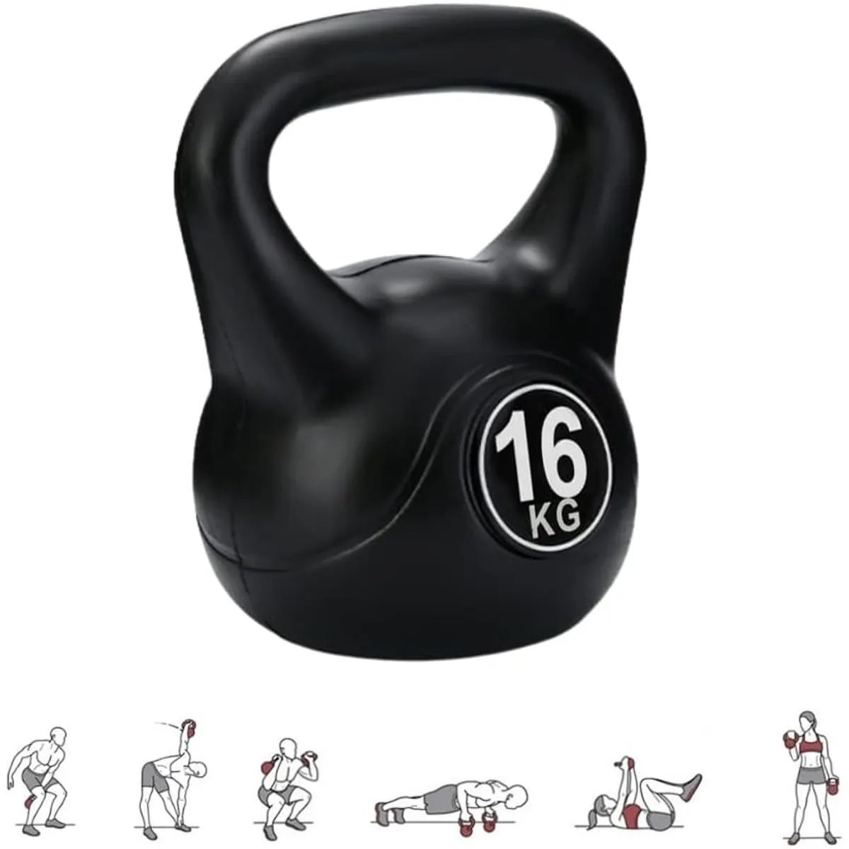 GENERICO - Pesa Rusa Kettlebell 16kg Entrenamiento Crossfit Fitness Color Negro