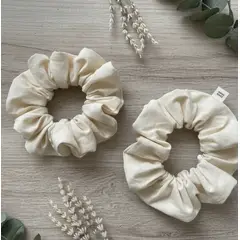 HAOKIDS - Scrunchies pack 2 coletas beige 100% algodón para cabello niña o mujer confección nacional