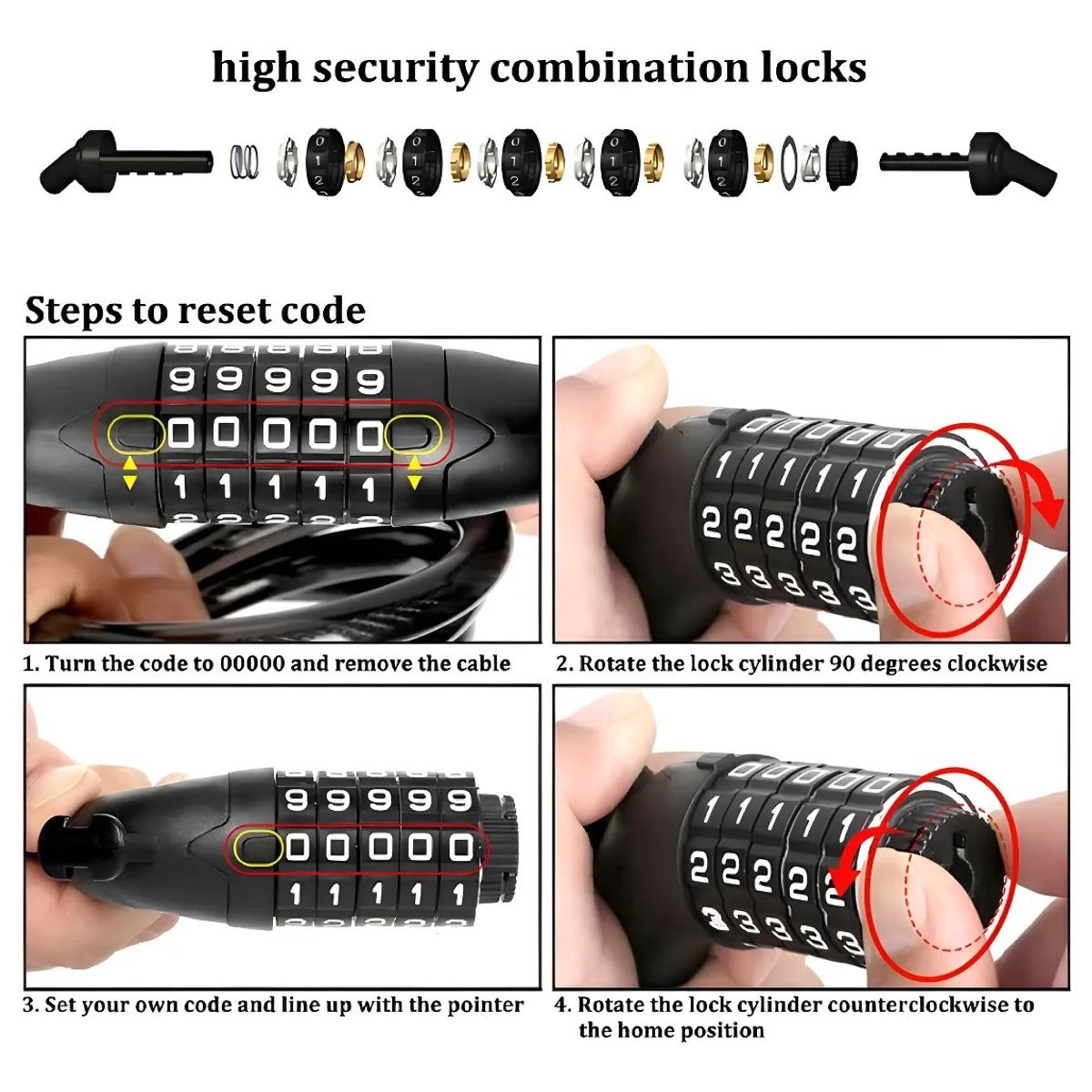 GENERICO - Candado Para Bicicleta Con Clave Color Negro