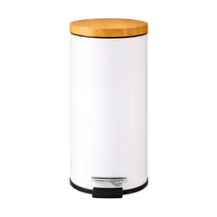 GENERICO - Basurero Con Pedal Y Cierre Suave Blanco 30L