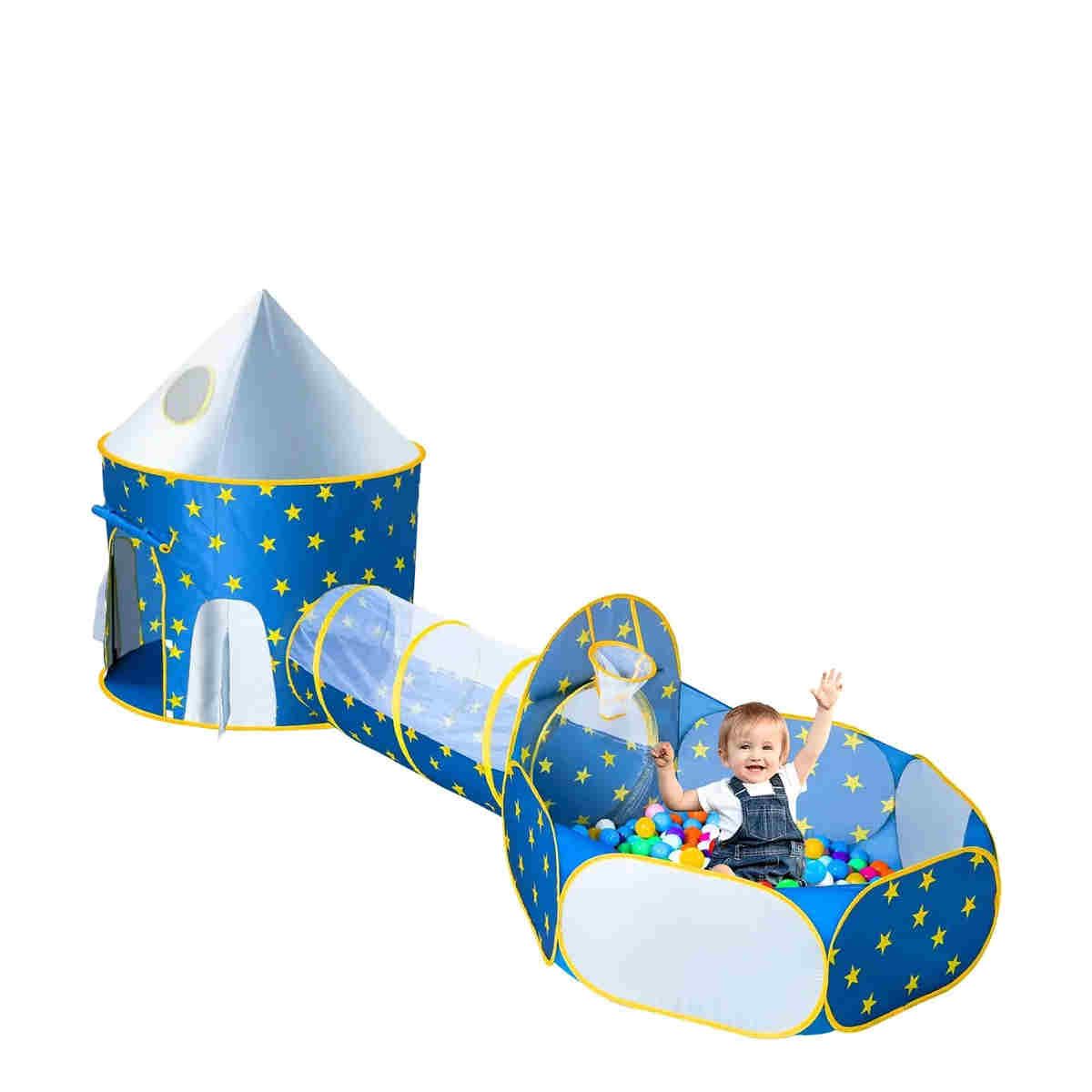 GENERICO - Carpa De Juegos Infantil 3 En 1 Castillo Piscina Tunel Niños Azul