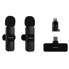 TECNOLAB - Kit 2 Microfonos Lavalier Inalambricos USB-C y Lightning - PS