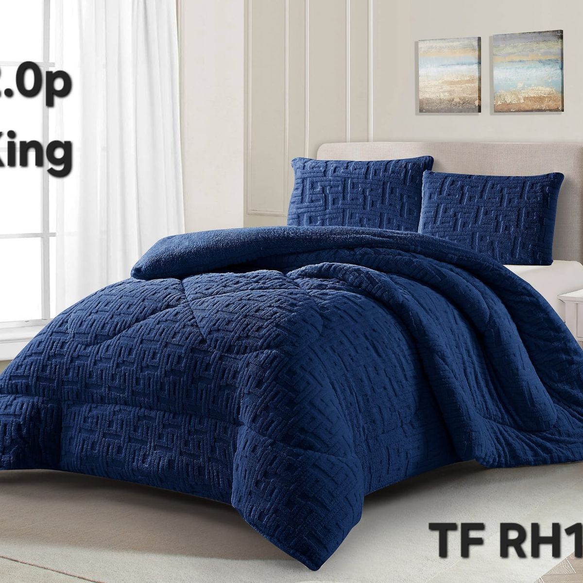 GENERICO - Cubrecama de Invierno Sherpa Texturizado con Chiporro 2 Plazas. TFRH13