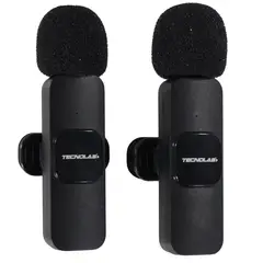 TECNOLAB - Micrófonos Lavalier Inalámbricos Duales 25m USB-C Y Lightning - SC