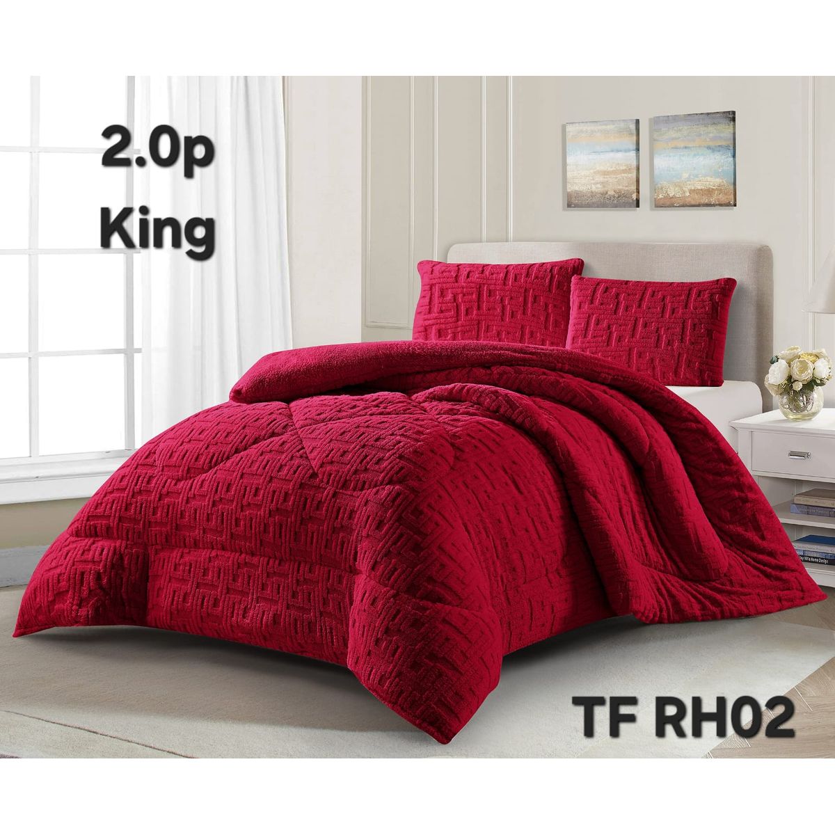 GENERICO - Cubrecama de Invierno Sherpa Texturizado con Chiporro 2 Plazas. TFRH02