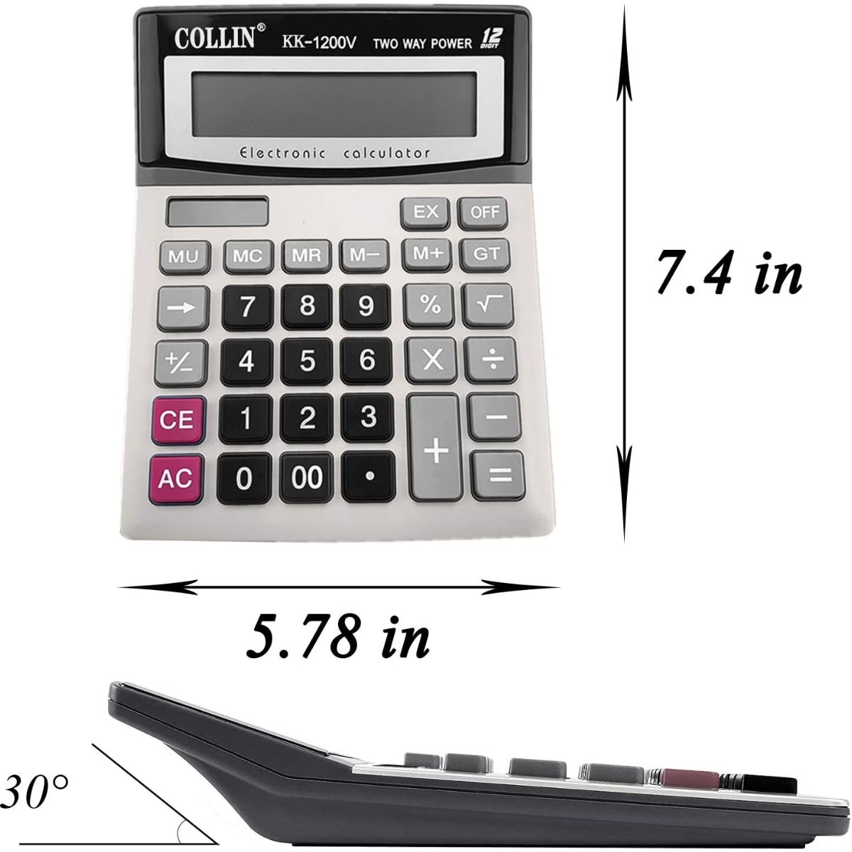 GENERICO - Calculadora De Escritorio 12 Dígitos Pantalla Grande Kk-1200