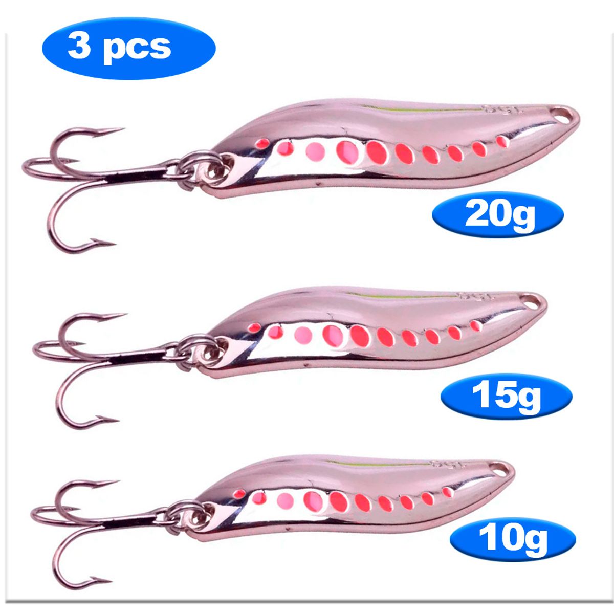 GENERICO - Pack 3 Chispa De Pesca 10, 15, 20g