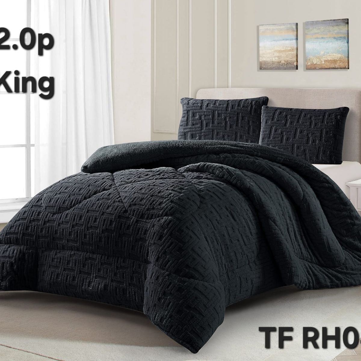 GENERICO - Cubrecama de Invierno Sherpa Texturizado con Chiporro 2 Plazas. TFRH04