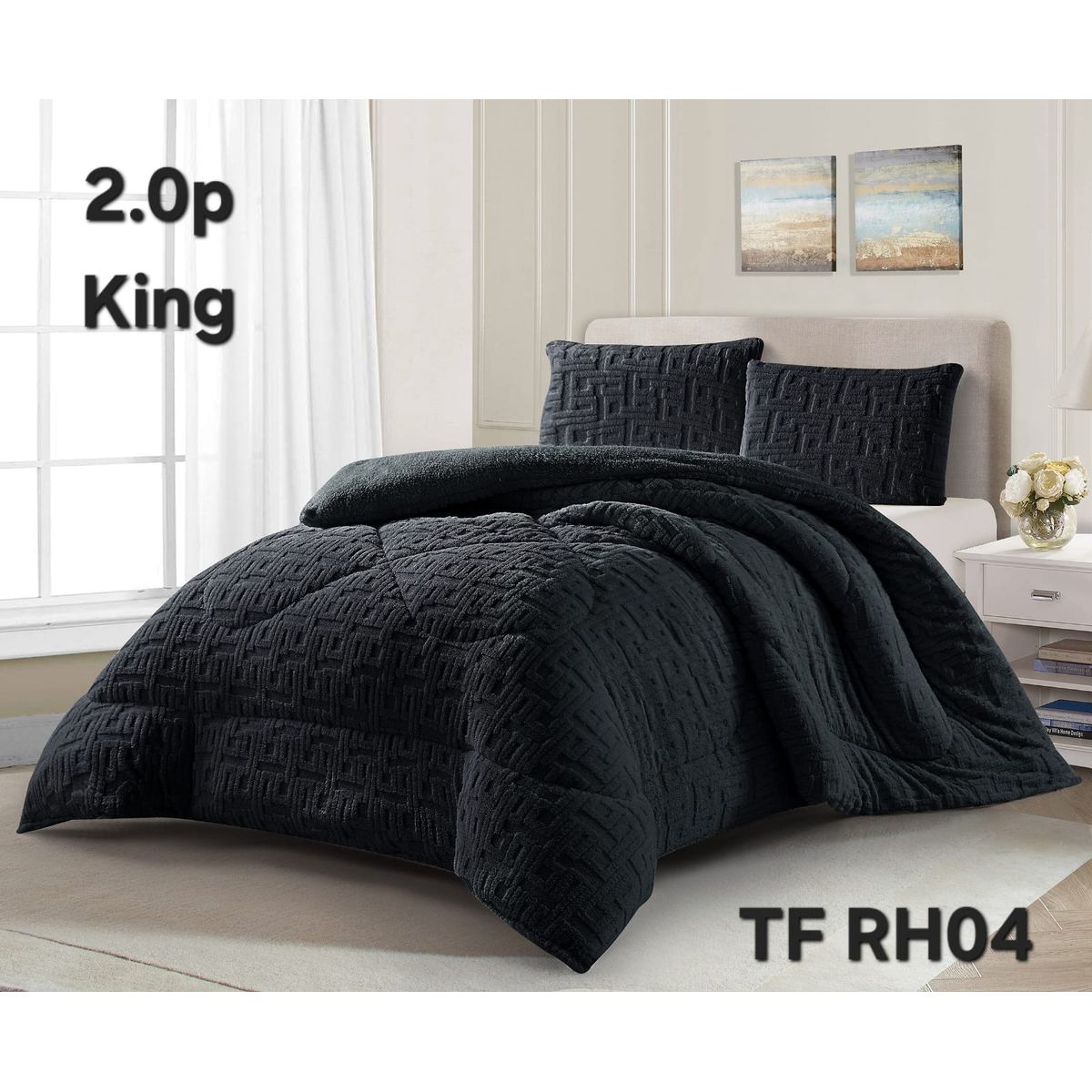 GENERICO - Cubrecama de Invierno Sherpa Texturizado con Chiporro 2 Plazas. TFRH04