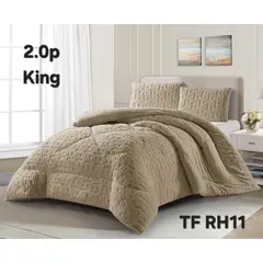 GENERICO - Cubrecama de Invierno Sherpa Texturizado con Chiporro 2 Plazas. TFRH11