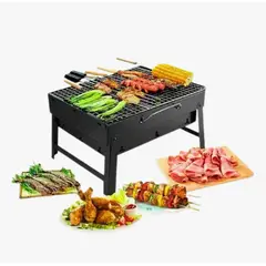 GENERICO - Parrilla Portátil A Carbón Grill Asados Bbq Familia Negro