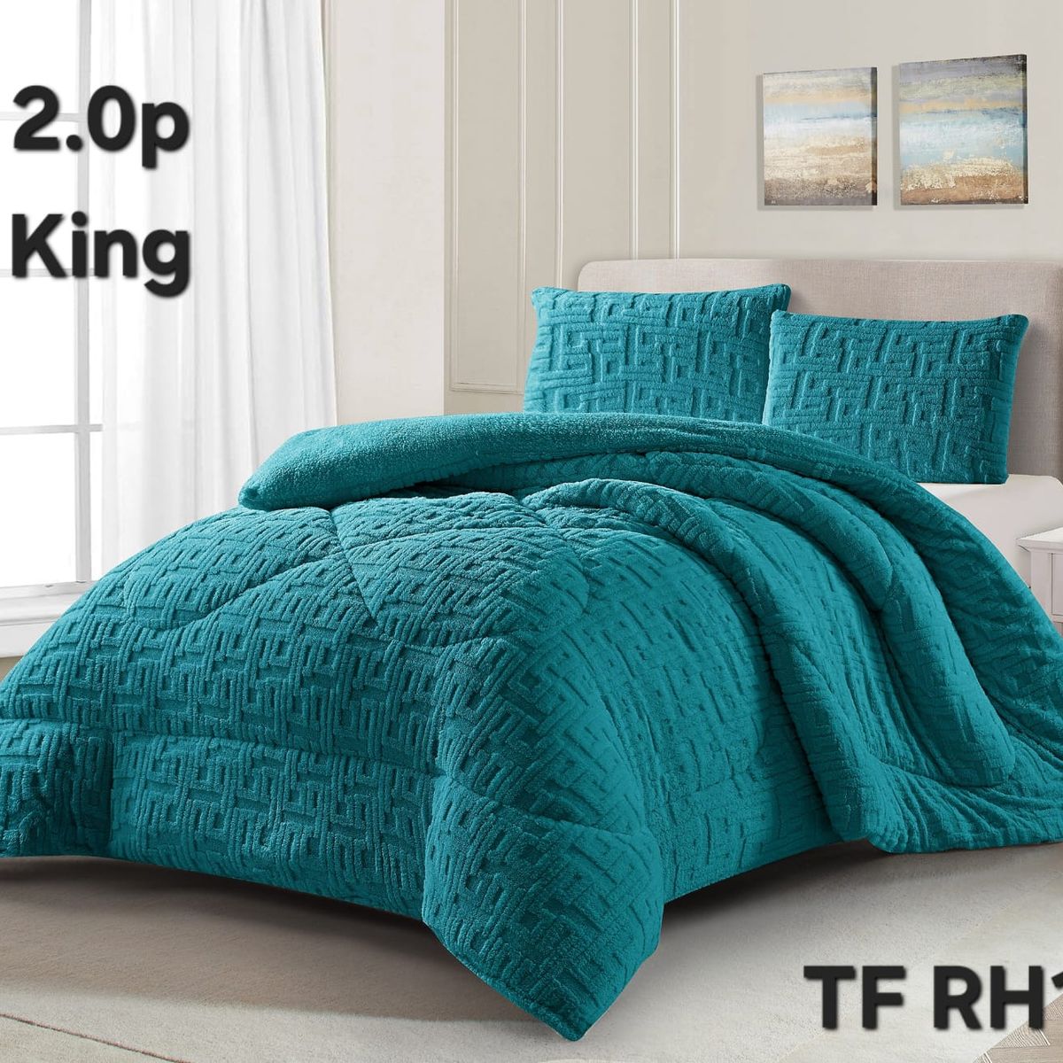 GENERICO - Cubrecama de Invierno Sherpa Texturizado con Chiporro 2 Plazas. TFRH10