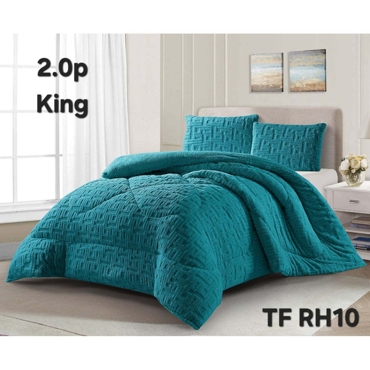 GENERICO - Cubrecama de Invierno Sherpa Texturizado con Chiporro 2 Plazas. TFRH10