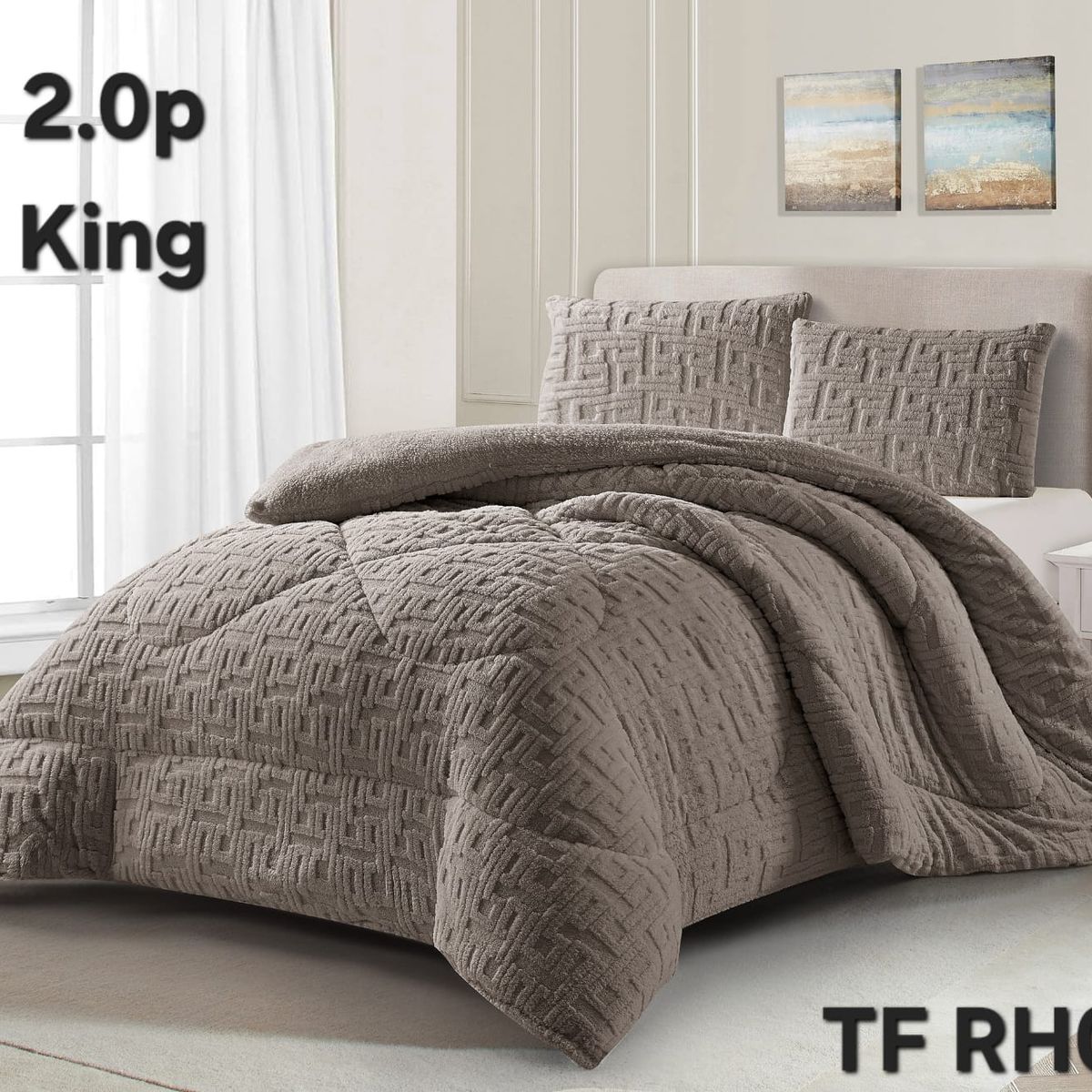 GENERICO - Cubrecama de Invierno Sherpa Texturizado con Chiporro King TFRH05