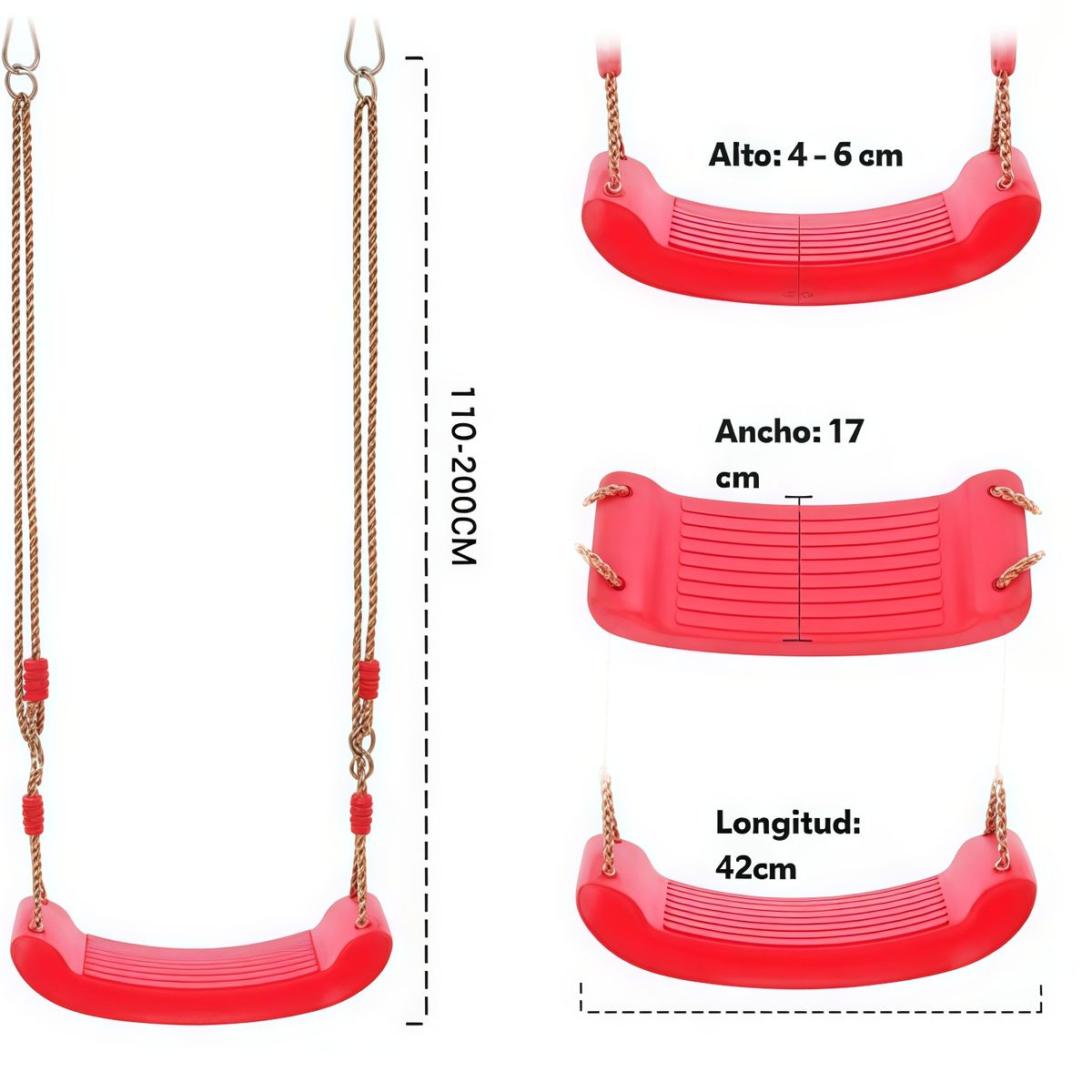 GENERICO - Columpio Ajustable Portátil Para Niños Asiento Giratorio 508 Rojo
