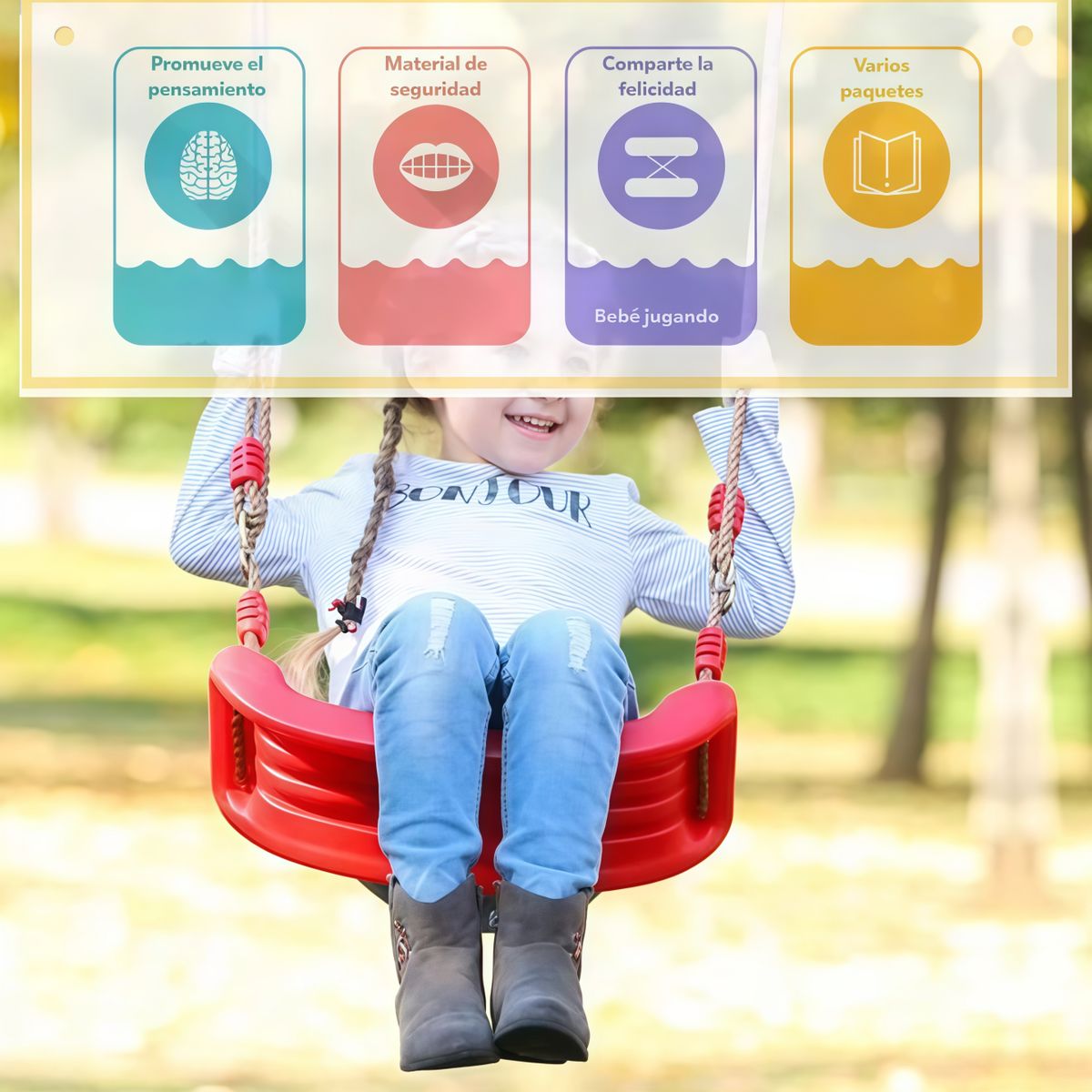 GENERICO - Columpio Ajustable Portátil Para Niños Asiento Giratorio 508 Azul