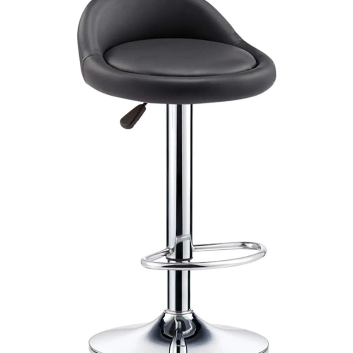GENERICO - Silla Bar Pisos Altura Regulable Taburete Con Respaldo Cromado Negro BELUG