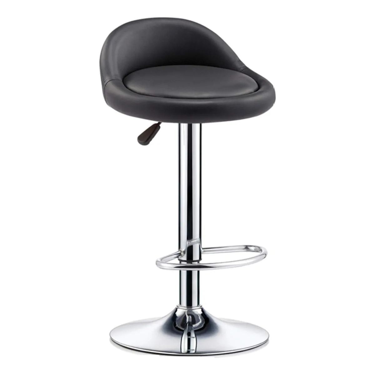 GENERICO - Silla Bar Pisos Altura Regulable Taburete Con Respaldo Cromado Negro BELUG