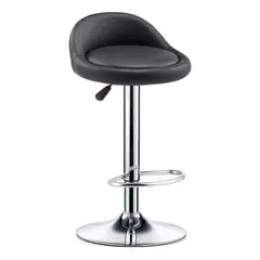 GENERICO - Silla Bar Pisos Altura Regulable Taburete Con Respaldo Cromado Negro BELUG