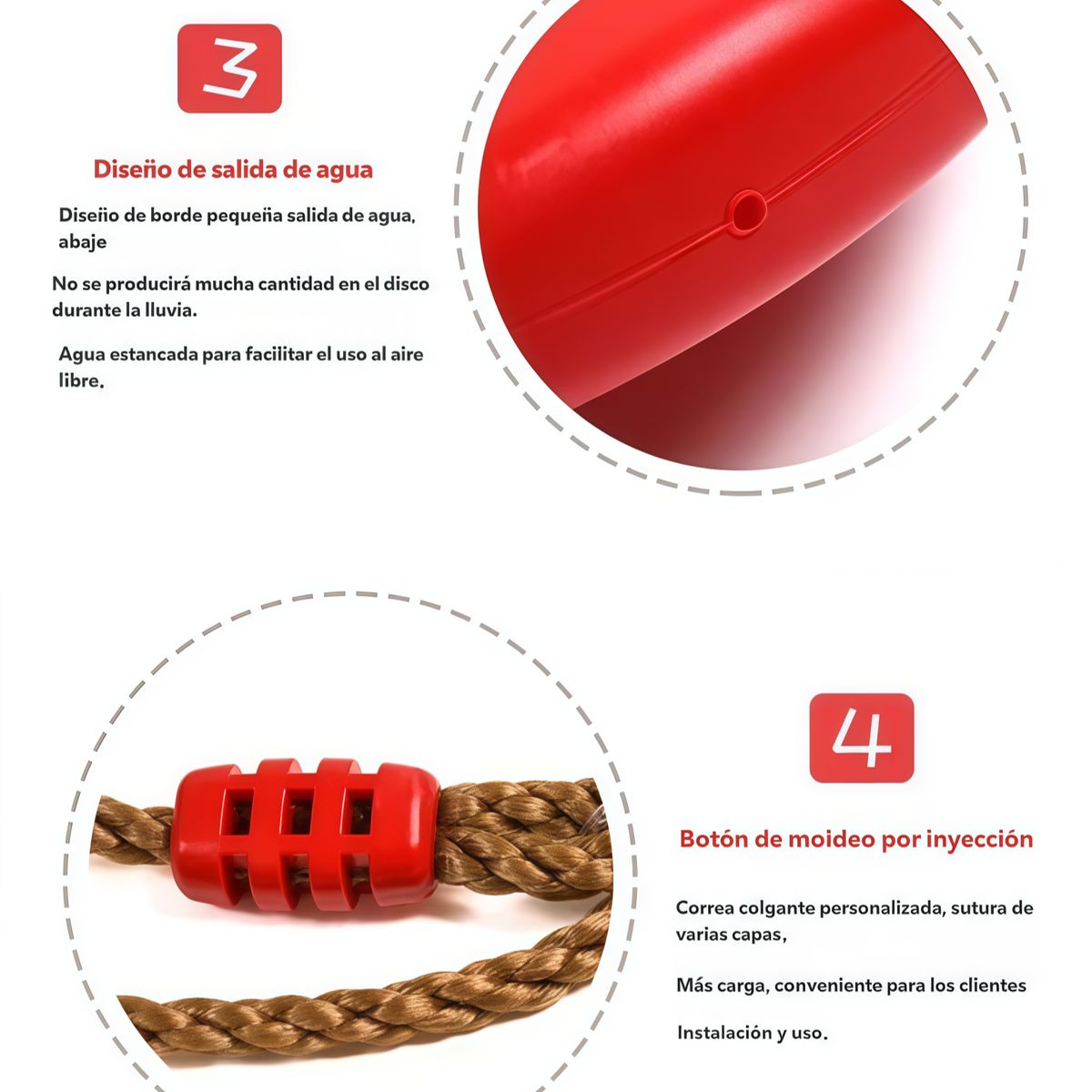 GENERICO - Columpio Ajustable Portátil Para Niños Asiento Giratorio 503 Rojo