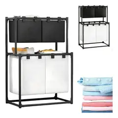 GENERICO - Cesta De Ropa Sucia 4 Compartimentos Espesar Accesorios Baño Blanco BELUG