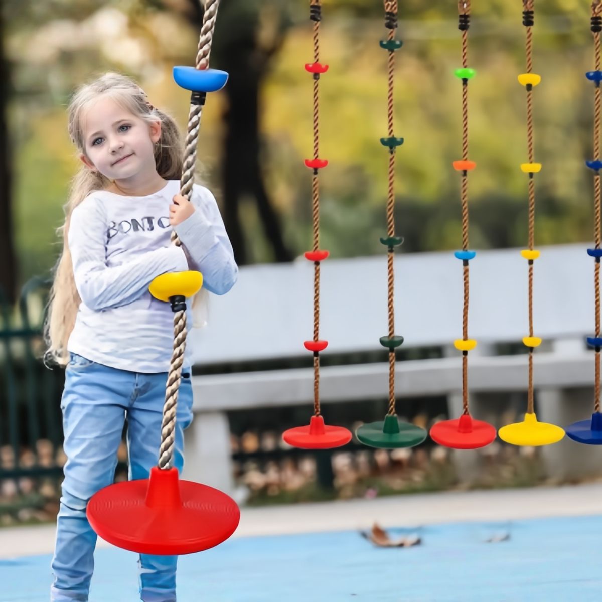 GENERICO - Columpio Mecedor Cuerda Escalada Multicolor Niños 504 Rojo