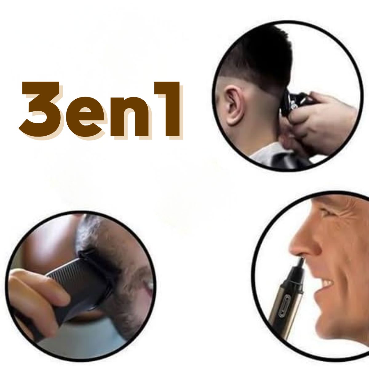 GENERICO - Máquina Afeitar Hombre 3en1 Cortapelo Barba Nariz Recargable