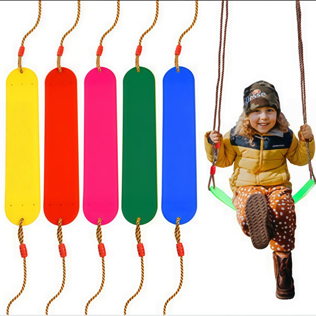 GENERICO - Columpio Ajustable Portátil Para Niños Asiento Giratorio 505 Amarillo