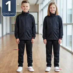 UTILISIMO - Conjunto Escolar Buzo Pantalón Y Polerón Tela Sintética Niño Unisex Azul 3 a 16 años