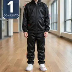 UTILISIMO - Conjunto Escolar Buzo Pantalón Y Polerón Tela Sintética Niño Unisex Azul 3 a 16 años