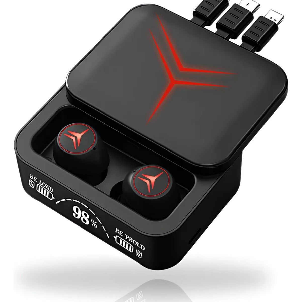 GENERICO - Audifonos Bluetooth Power Bank 3 En 1, Elegante Negro BELUG