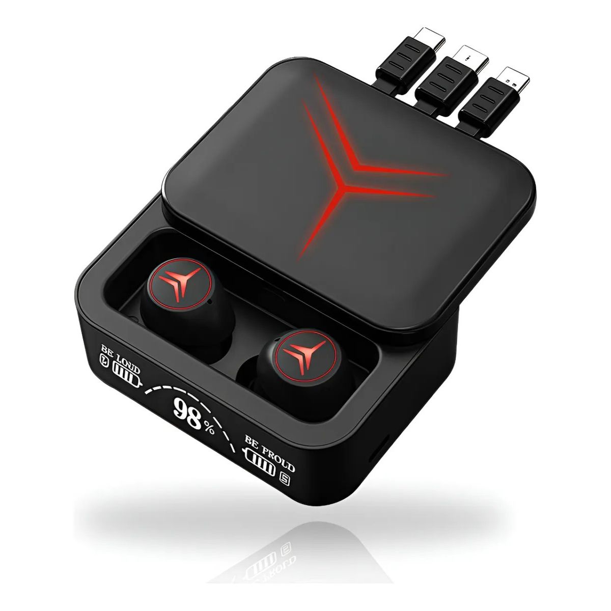 GENERICO - Audifonos Bluetooth Power Bank 3 En 1, Elegante Negro BELUG